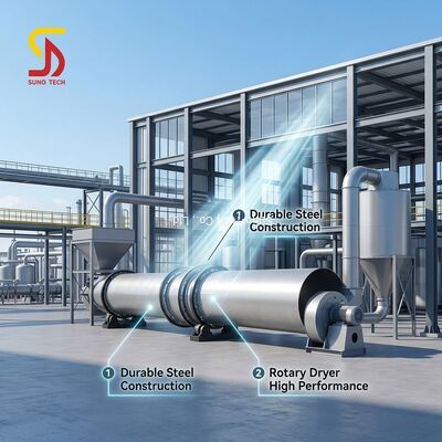Single Drum Mineral Rotary Dryer Compost Sand Sawdust Rotary Dryer Steel Starch Residue Dryer