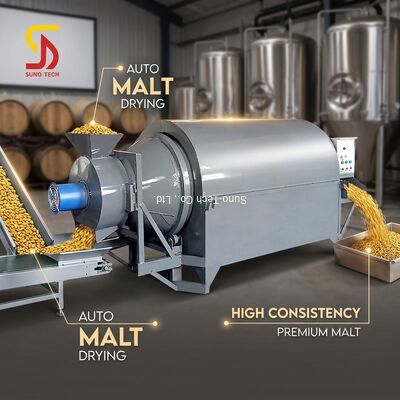High Performance Sawdust Slag Mini Rotary Drum Dryer For Tea Barley Malt