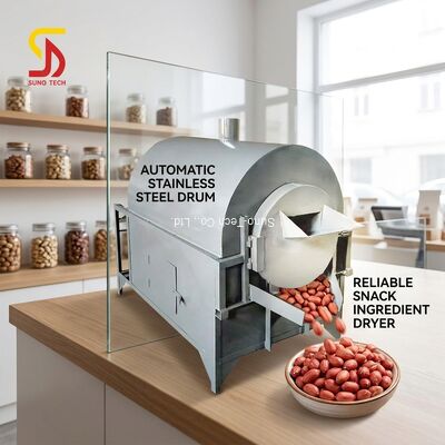 Small Automatic Stainless Steel Drum Dryer Commercial Nuts Dryer Peanut Cocoa Beans