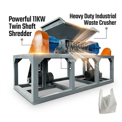 Bag Bottle Barrel Card Plastic Waste Shredder Machine 11KW Twin Shaft