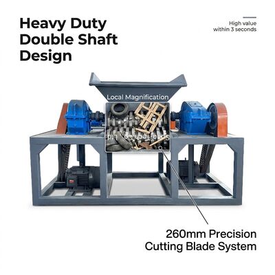 High Productivity Coconut Husk Shredder Machine Double Shaft For Shell 260mm Blade